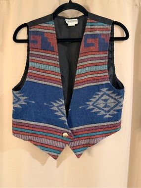 Vintage Appointments Blue Patterned Southwestern Vest
